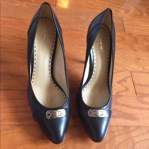 Coach black leather heels